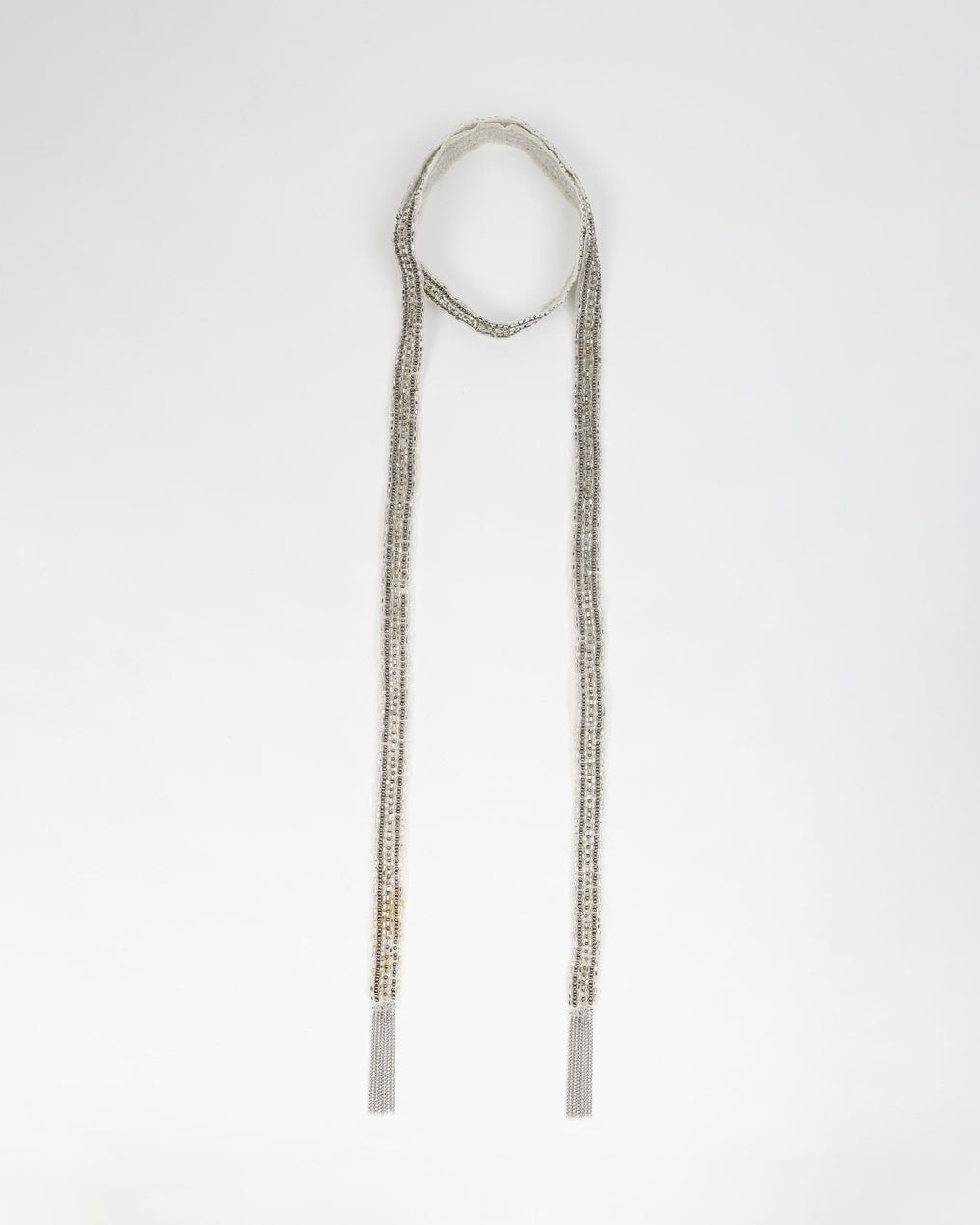 Organza Necklace with Silver Beads