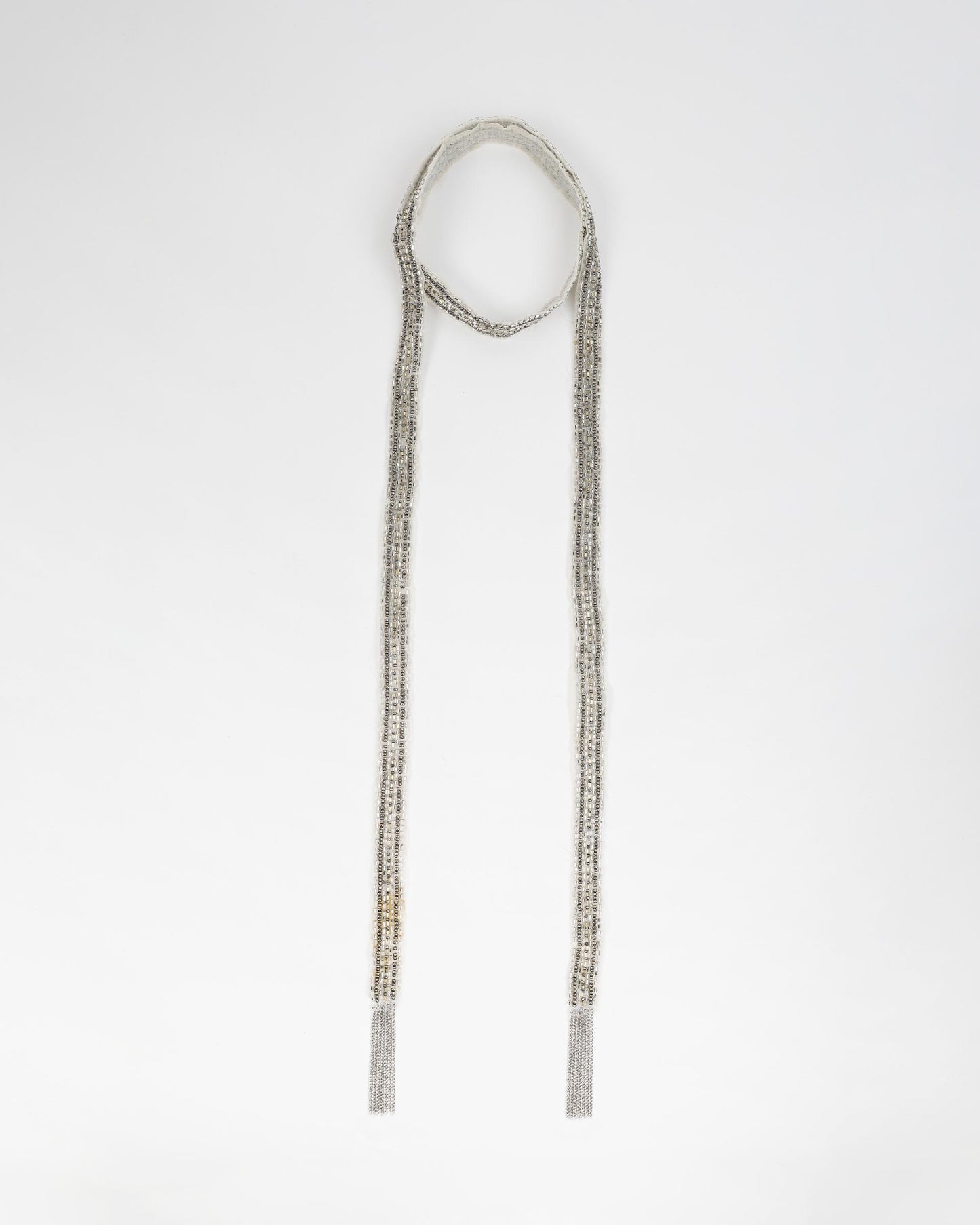 Organza Necklace with Silver Beads