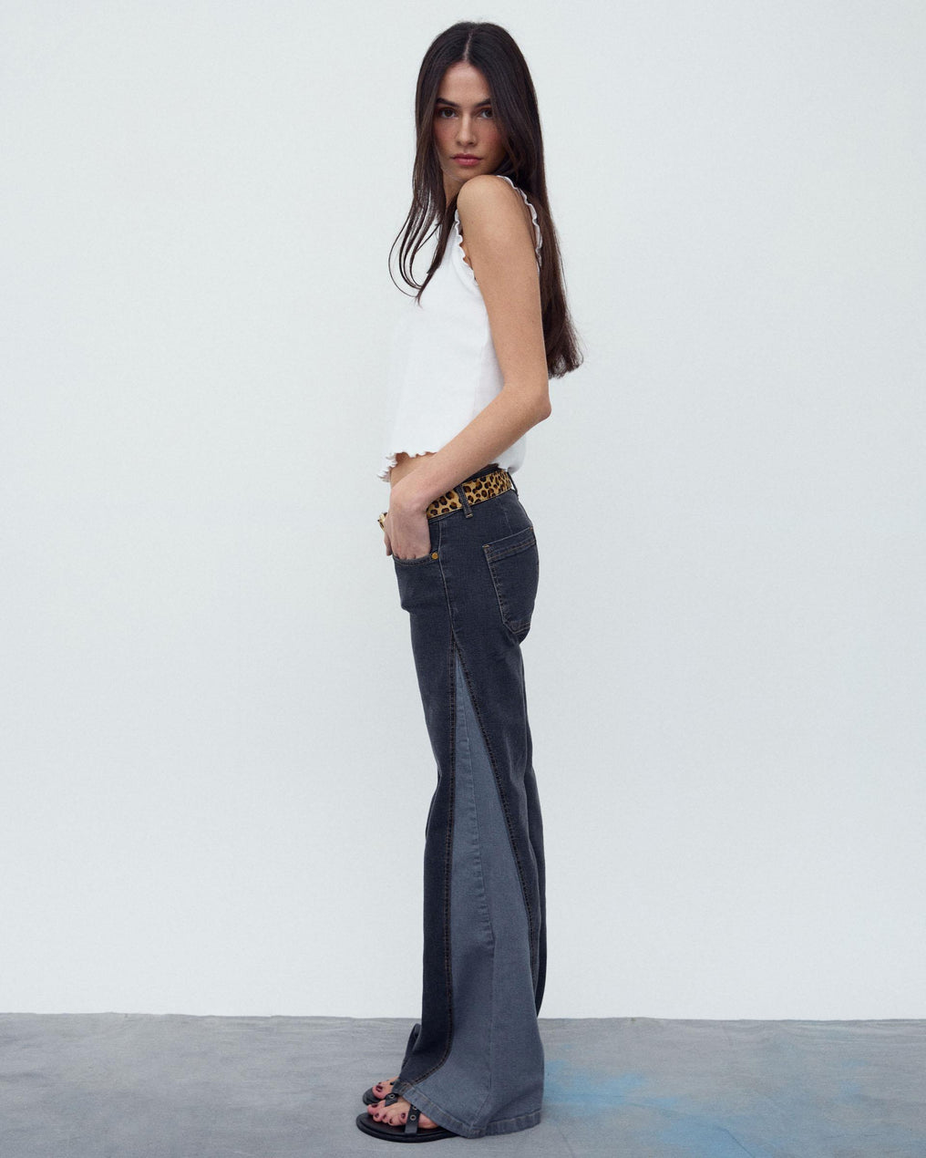 Jeans Cunhas Lateral Preto
