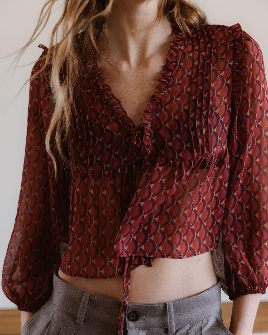 Blusa Estampado Geometrico Lazadas Multicolor