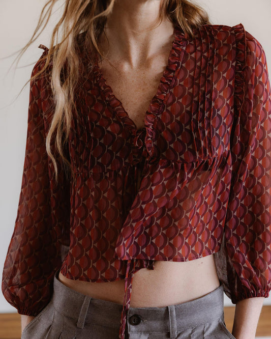 Blusa Estampado Geometrico Lazadas Multicolor