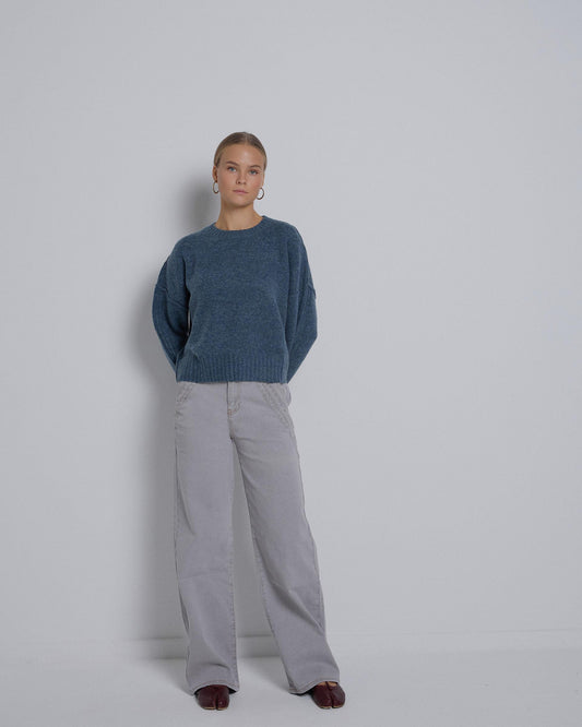 Double Pockets Gray Seam Jeans