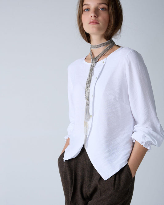 Blusa Botones Asimétricos Blanca