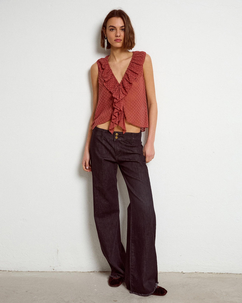 Black Double Button Waist Jeans