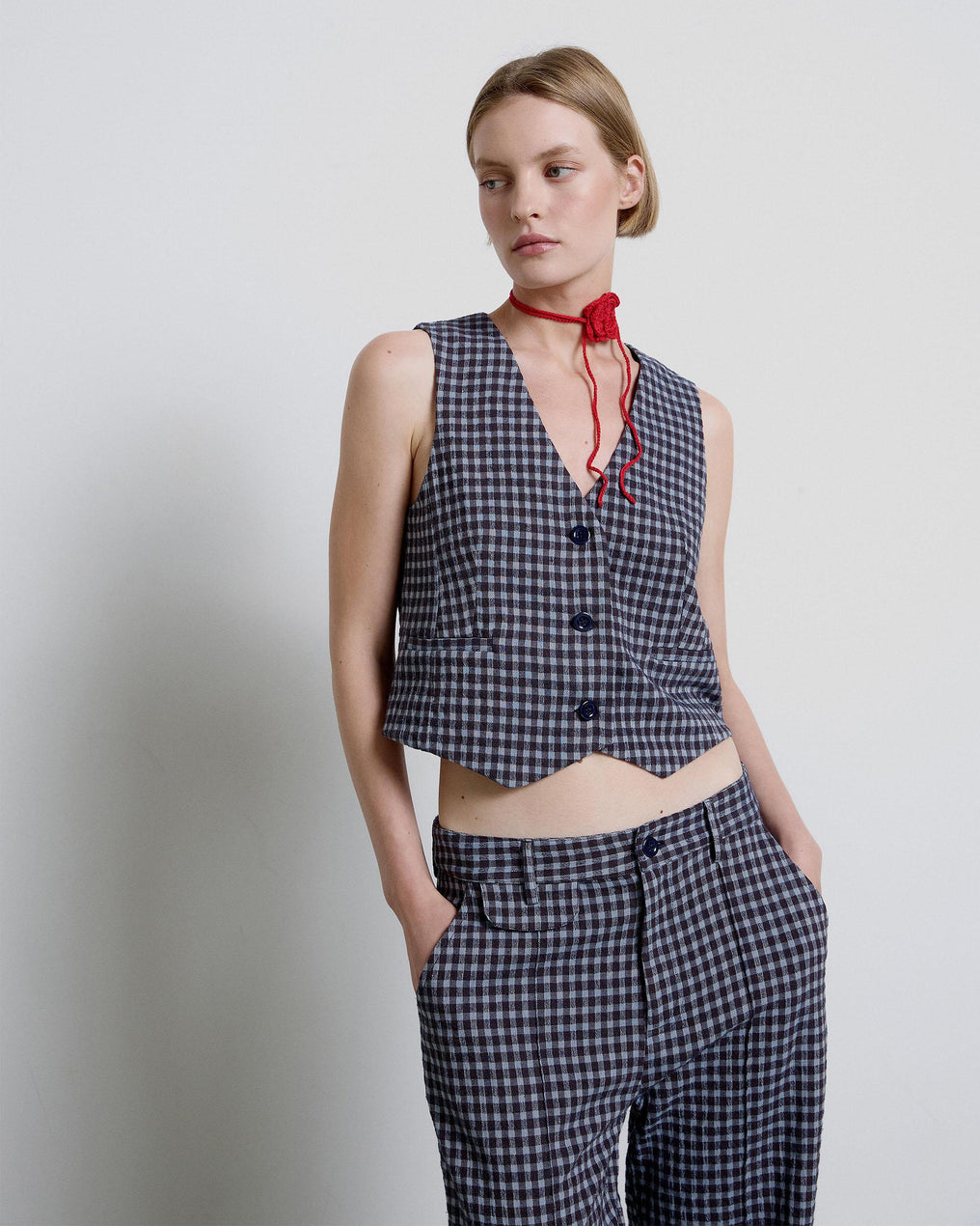 Chaleco Sastre Cuadros Azul