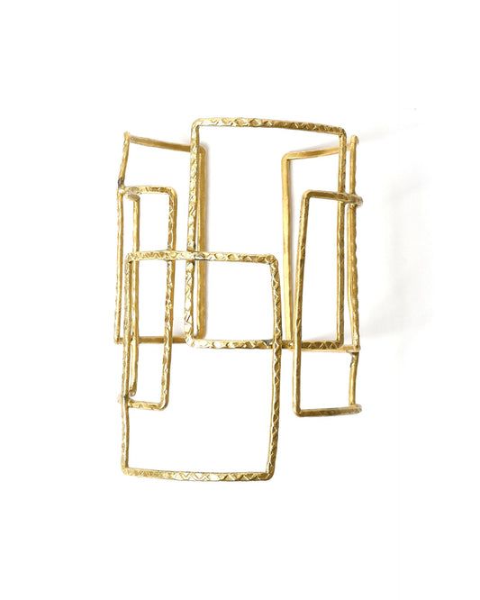 Pulsera Brazalete Rectangulos Oro