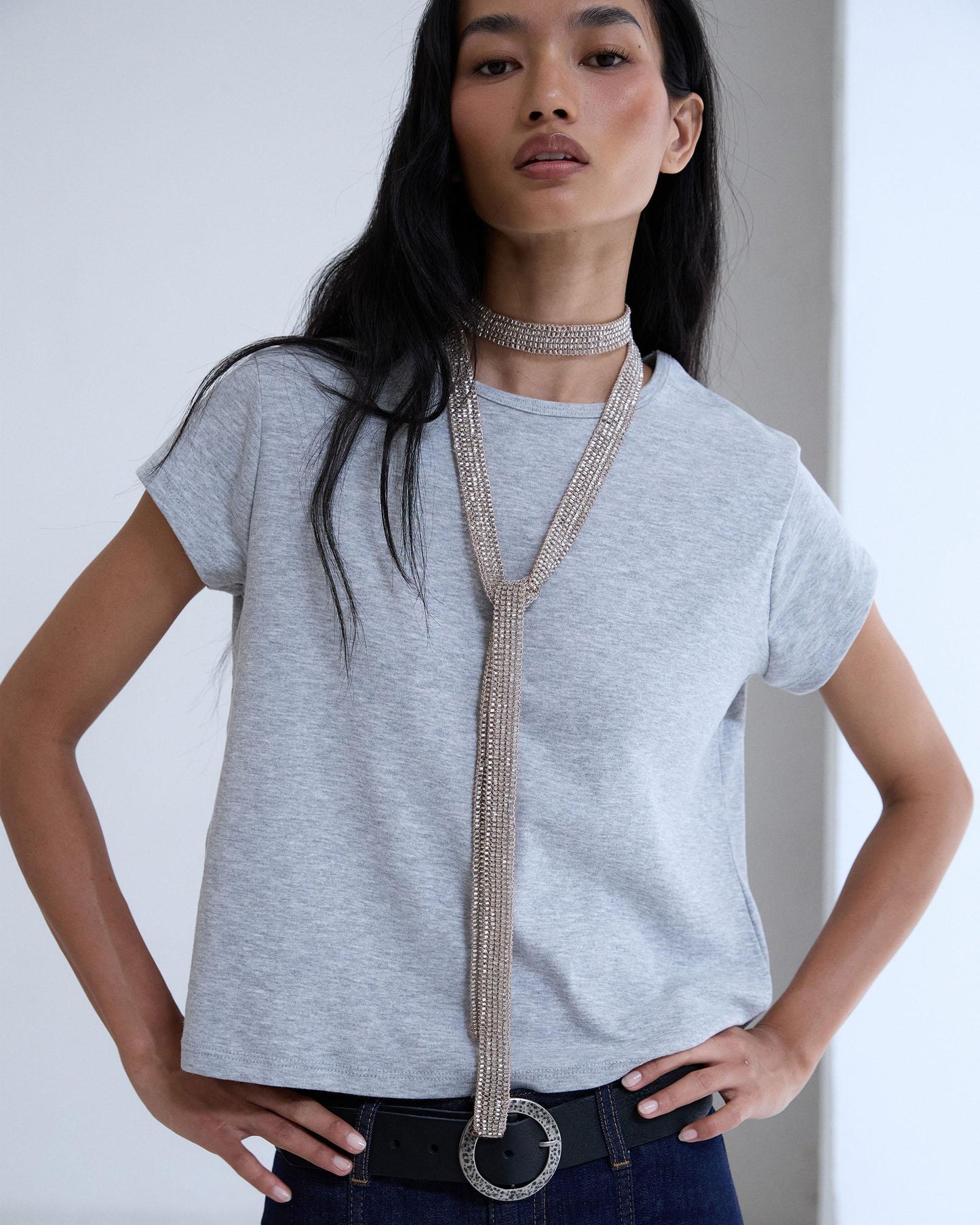 Collar Foulard Bolitas Taupe