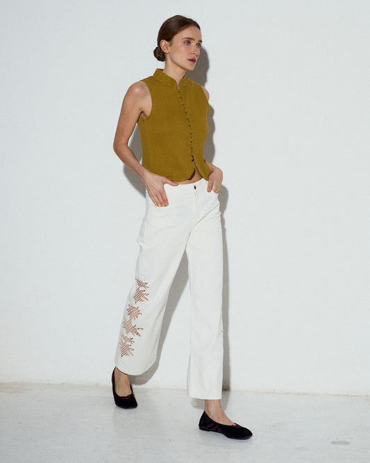 Jeans with White Crochet Detail