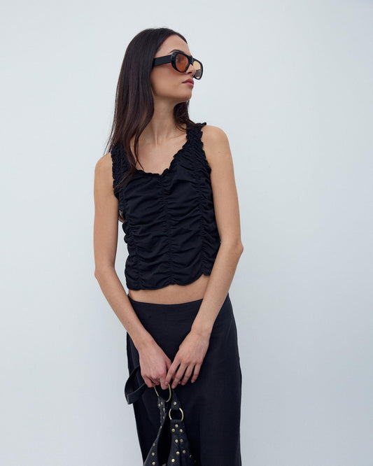 Camiseta Tirantes Gomas Negro