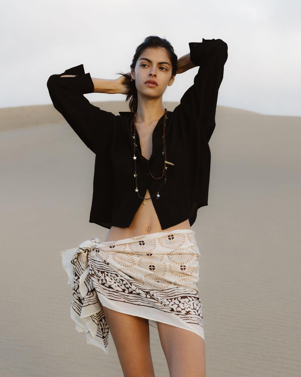 Black Pleated Knit Shirt