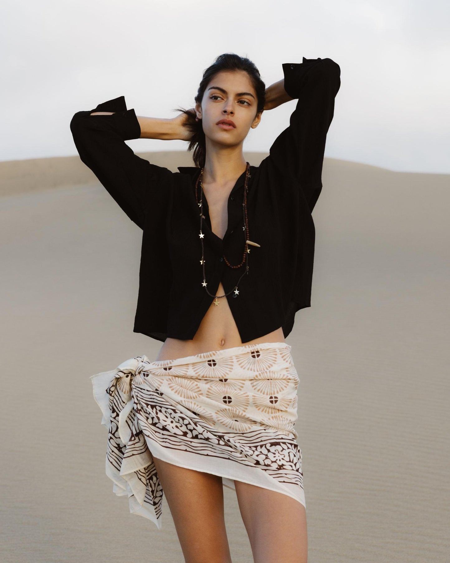 Black Pleated Knit Shirt