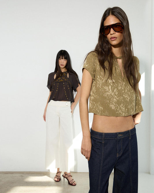 Top Abertura Jacquard Verde