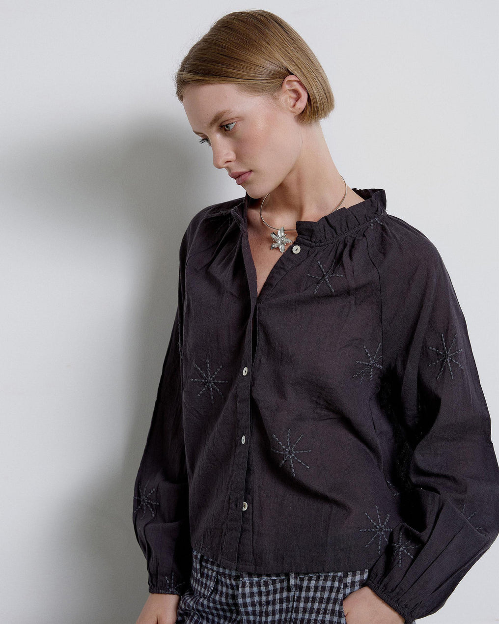 Anthracite Suns Embroidered Blouse