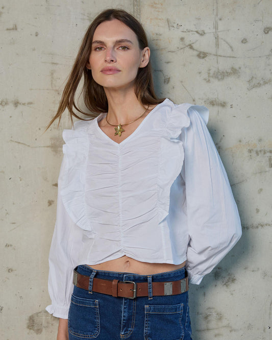 White Ruffled Blouse