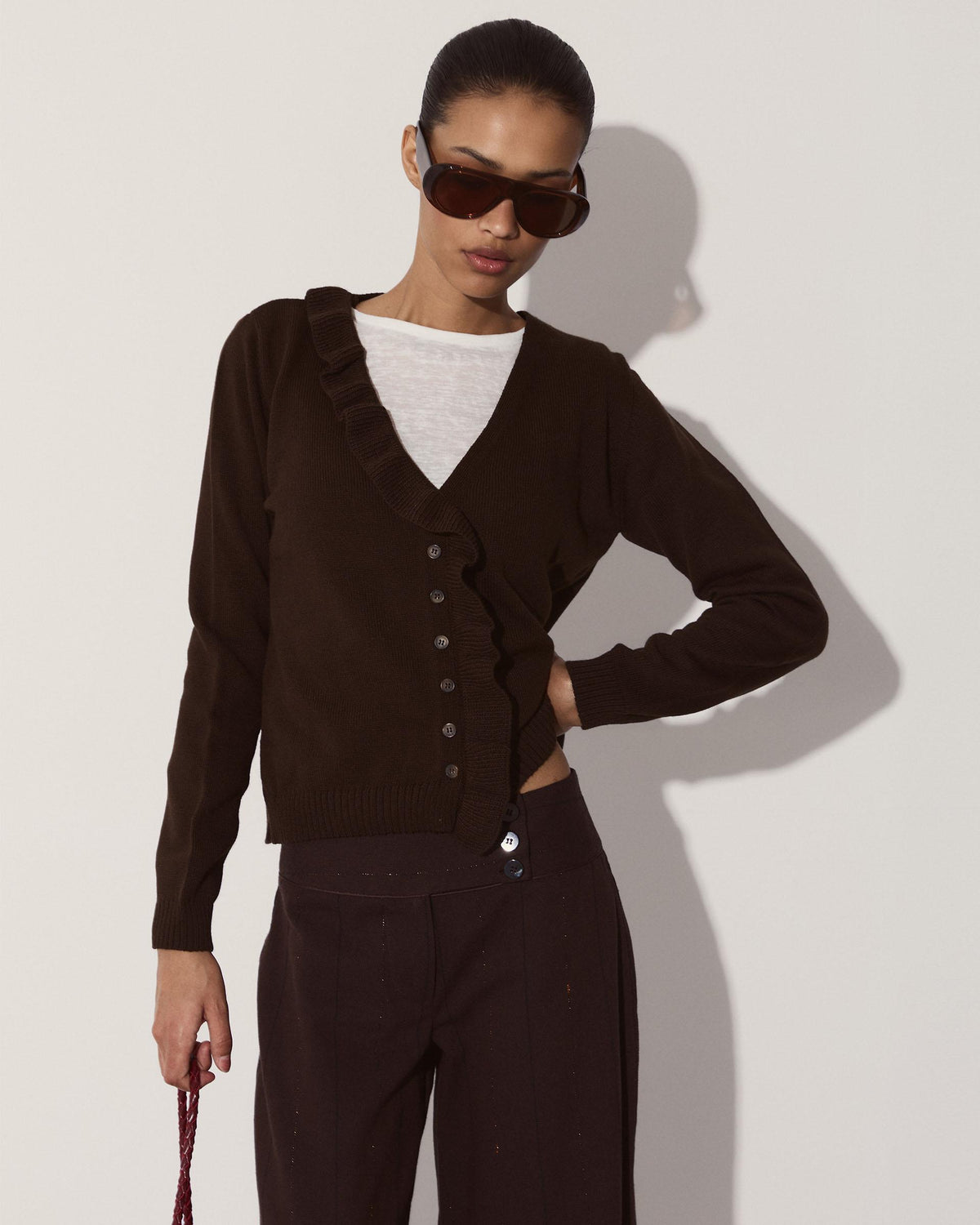Chaqueta Volante Asimétrico Marrón