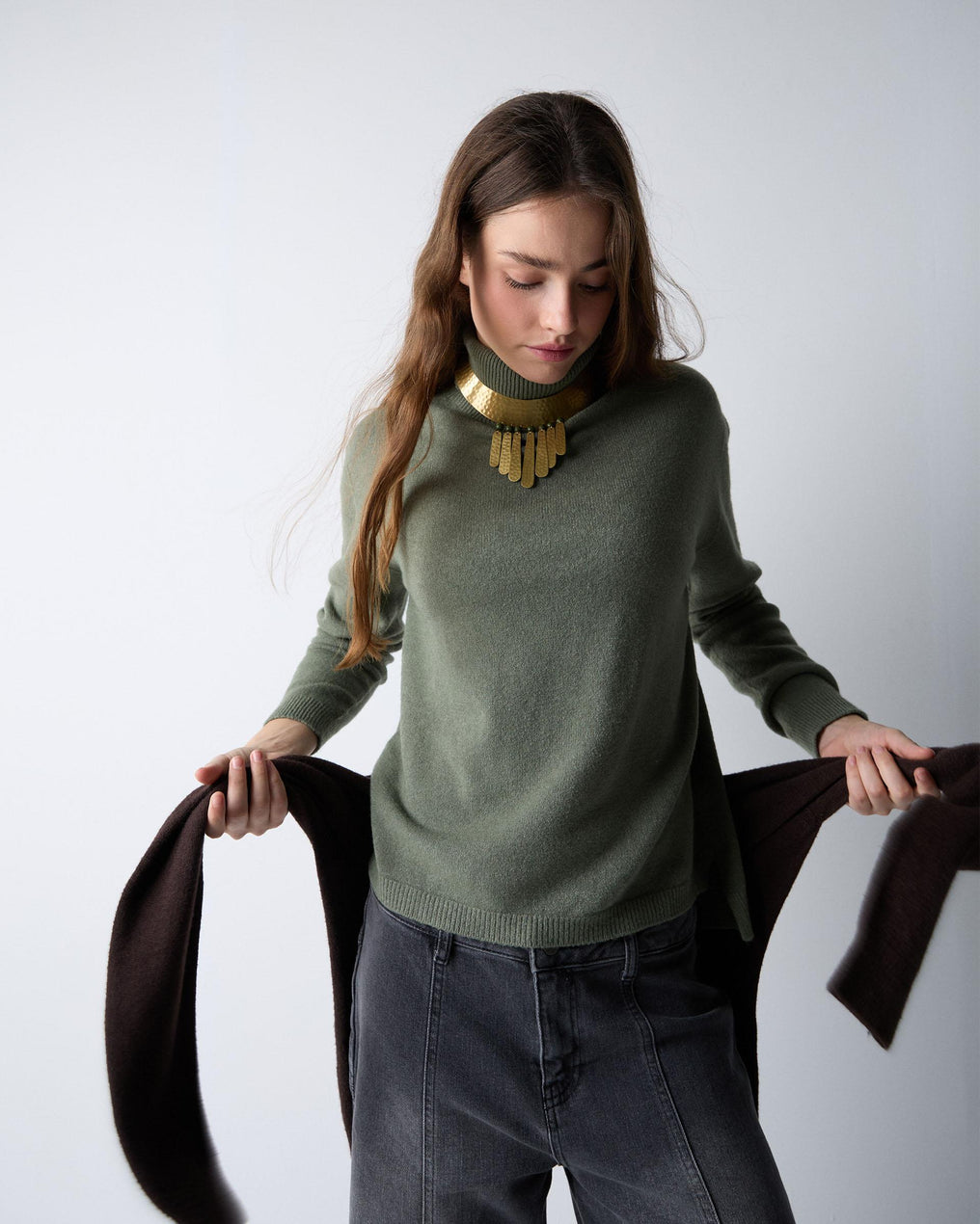 Dark Green Turtleneck Sweater