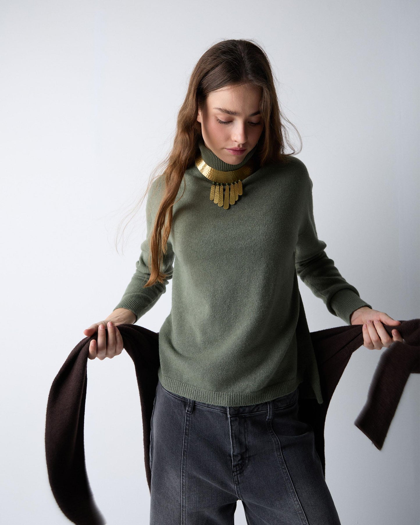 Dark Green Turtleneck Sweater