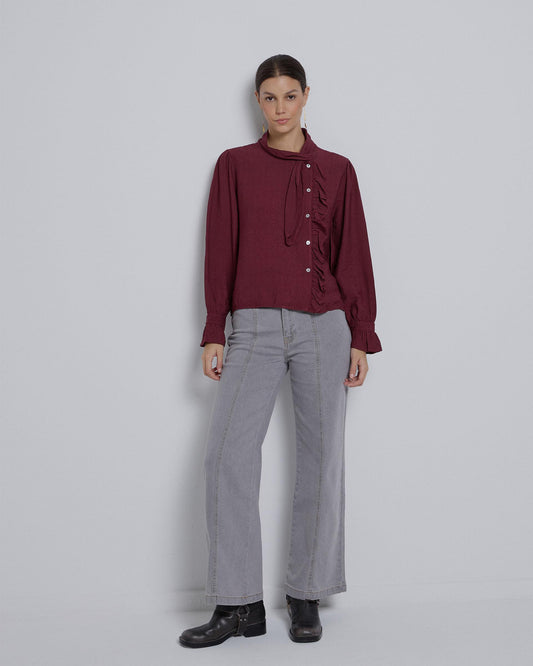 Blusa Lazada Volante Granate