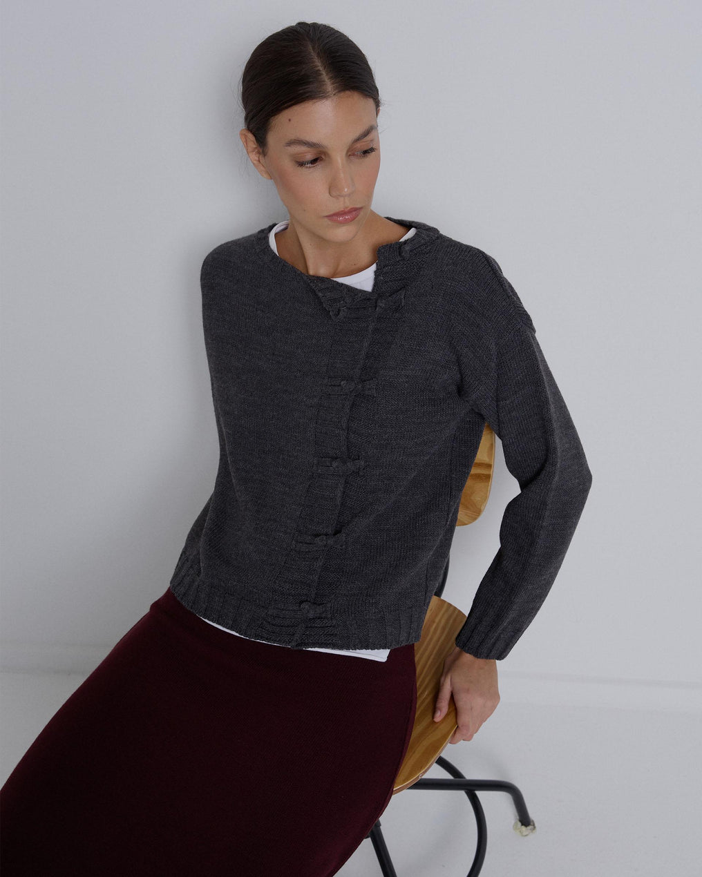 Casaco de malha japonesa antracite