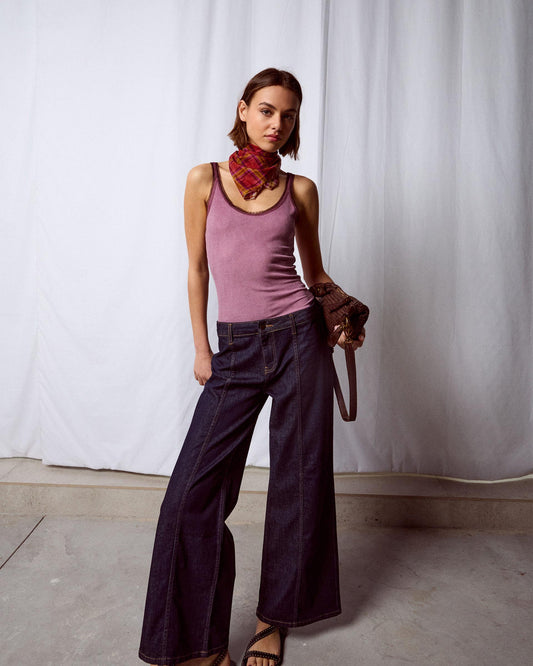 Camiseta Tirantes Tul Granate