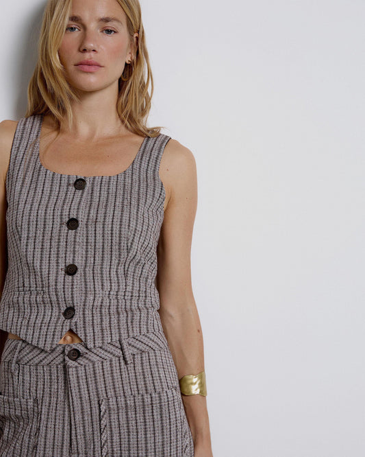 Top Sastre Rayas Marrón