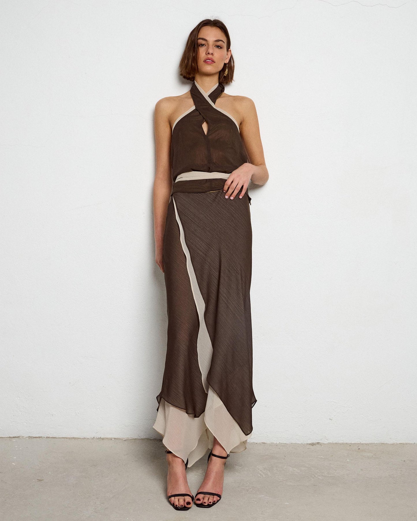 Saia de Gaze Contraste Verde Escuro