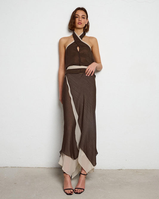 Saia de Gaze Contraste Verde Escuro