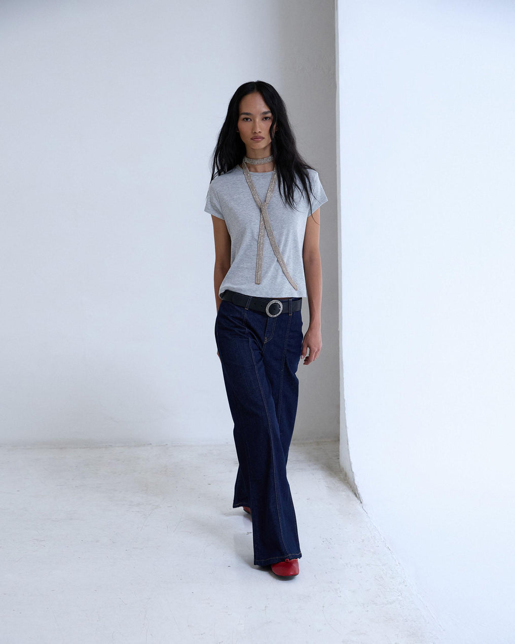 Dark Blue Jeans with Topstitching