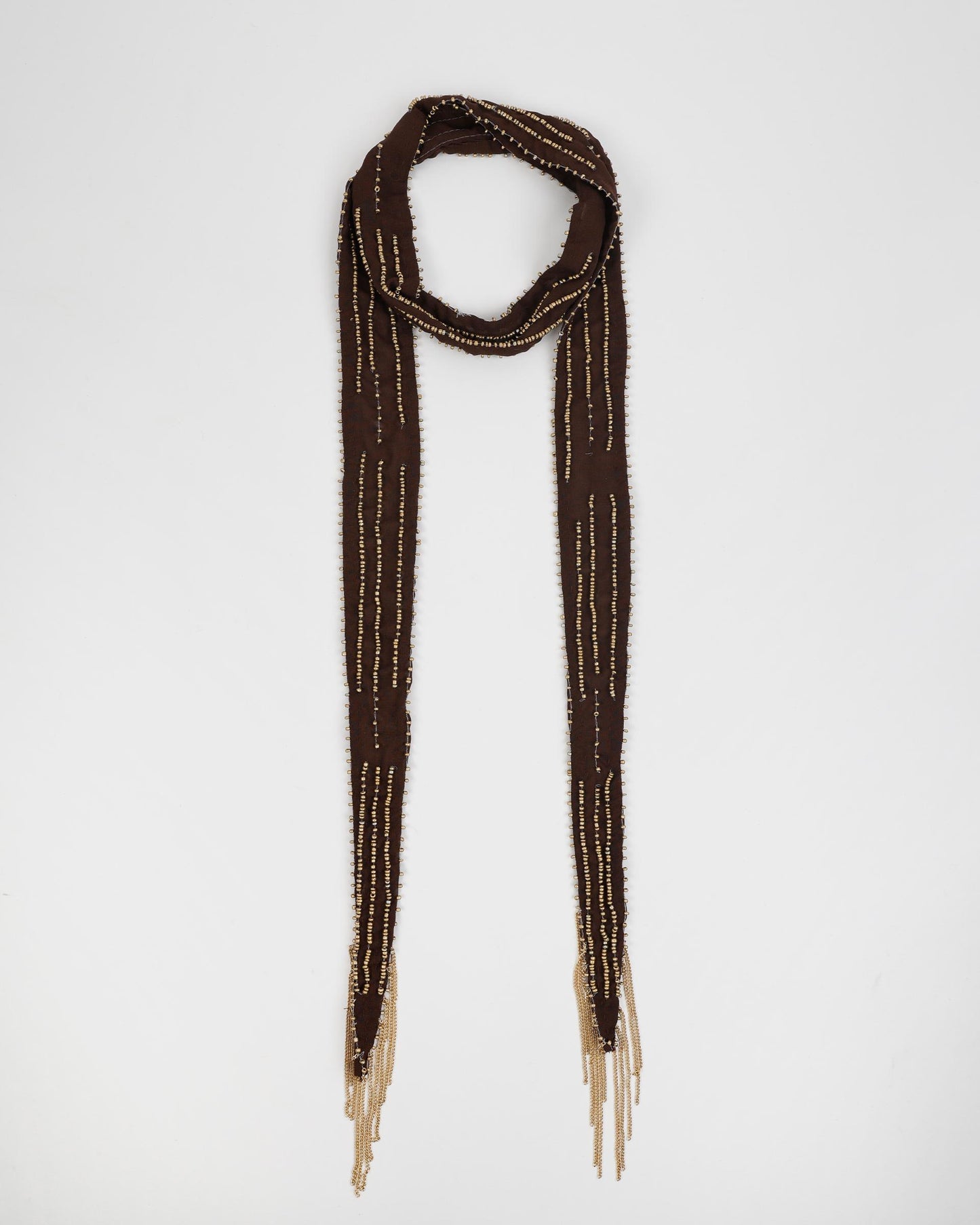 Brown Embroidered Organza Collar