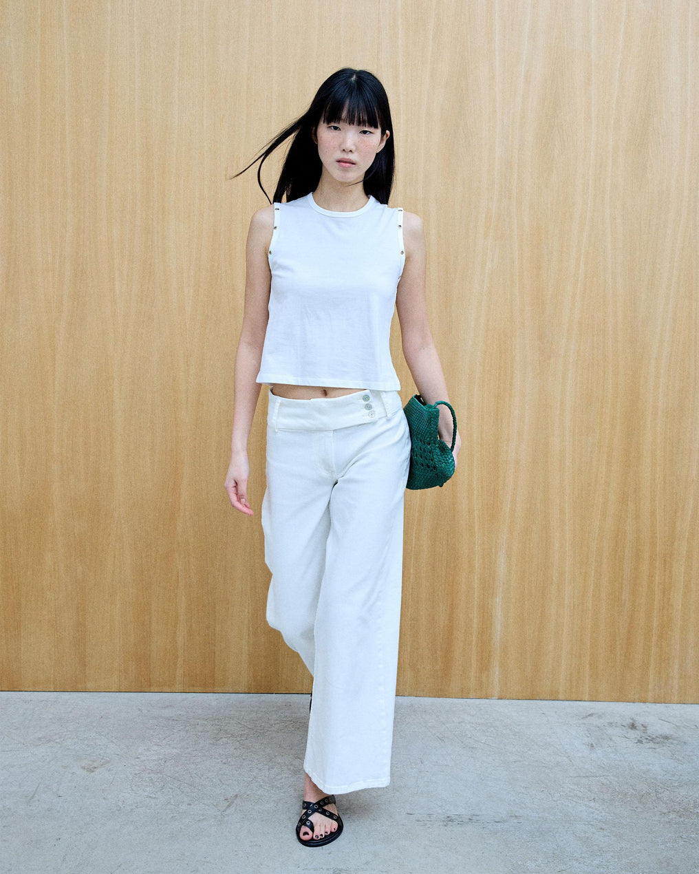 Triple Waistband Jeans White