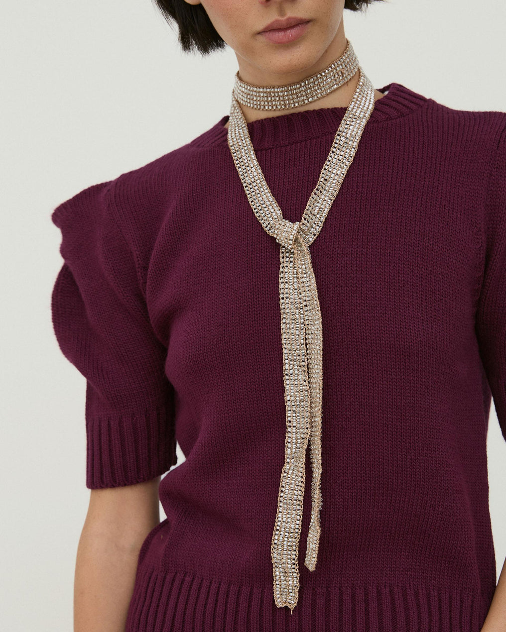 Collar Foulard Bolitas Taupe
