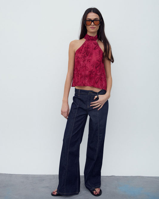 Top Halter Estampado Fúcsia