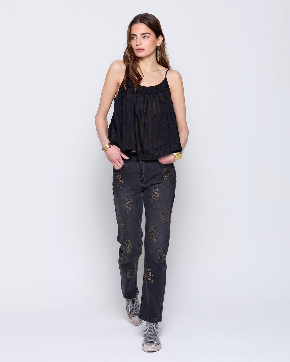 Black Back Strappy Top