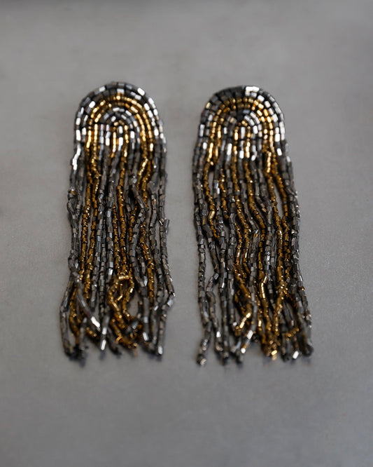 Gold Strip Semicircle Earrings