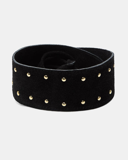 Cinturón Piel Tipo Fajin Tachuelas Negro