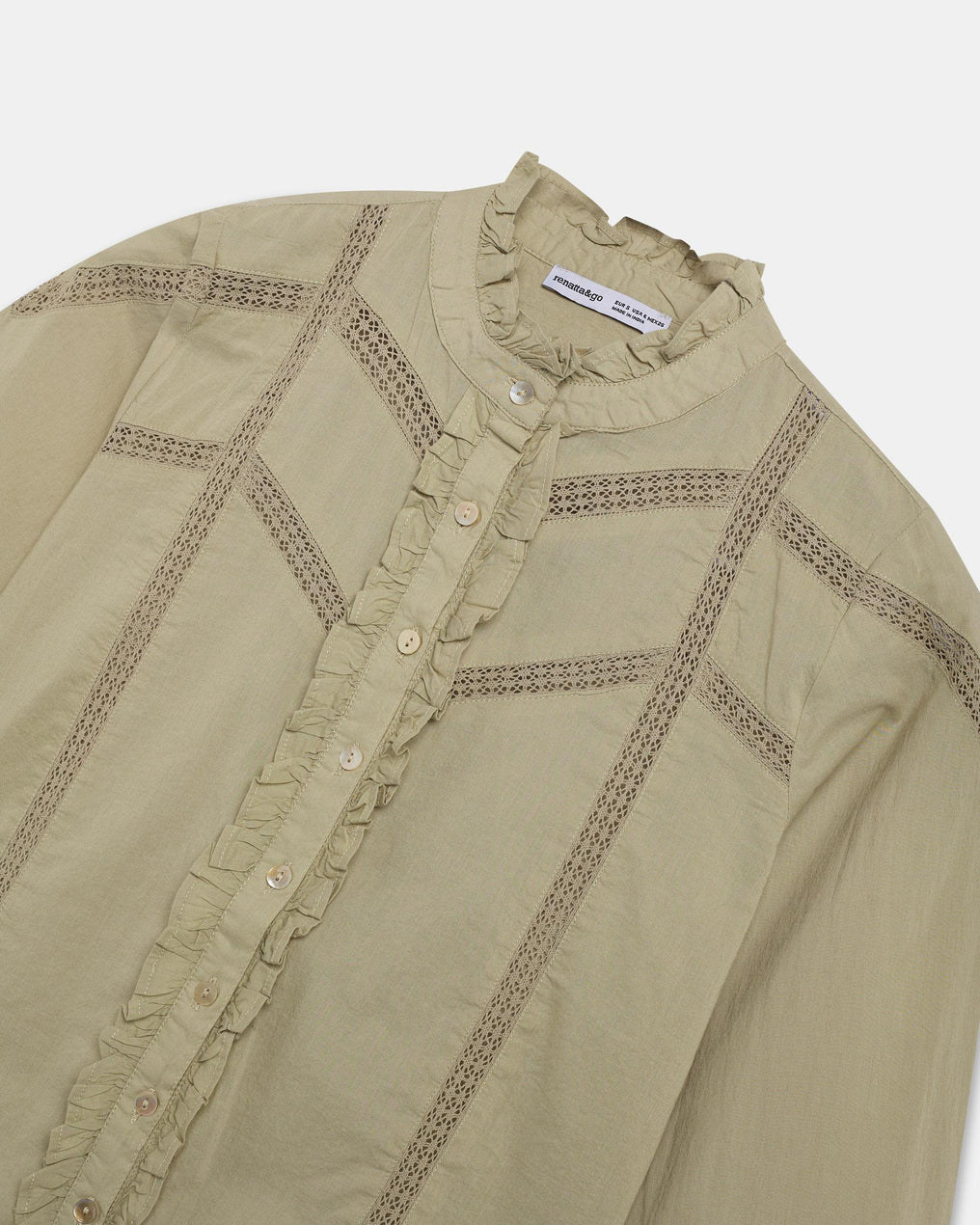 Blouse Dentelle Volant Avant Vert