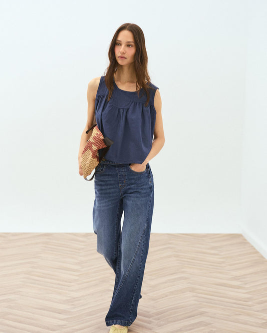 Navy Square Neck Cami Top