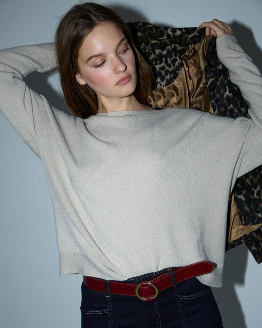 Jersey Cuello Redondo Nervio Beige