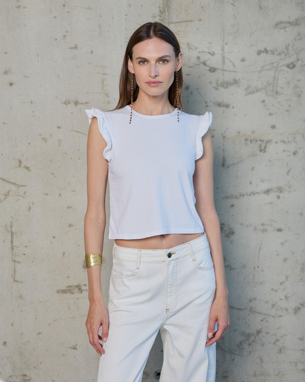 Camiseta Manga Volantes Blanco