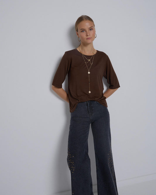 Camiseta Manga Francesa Marrón