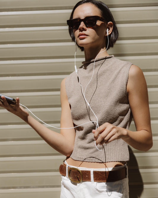 Top Punto Detalle Rib Beige