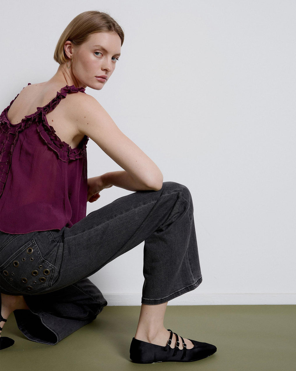 Jeans Back Pocket Rings Anthracite