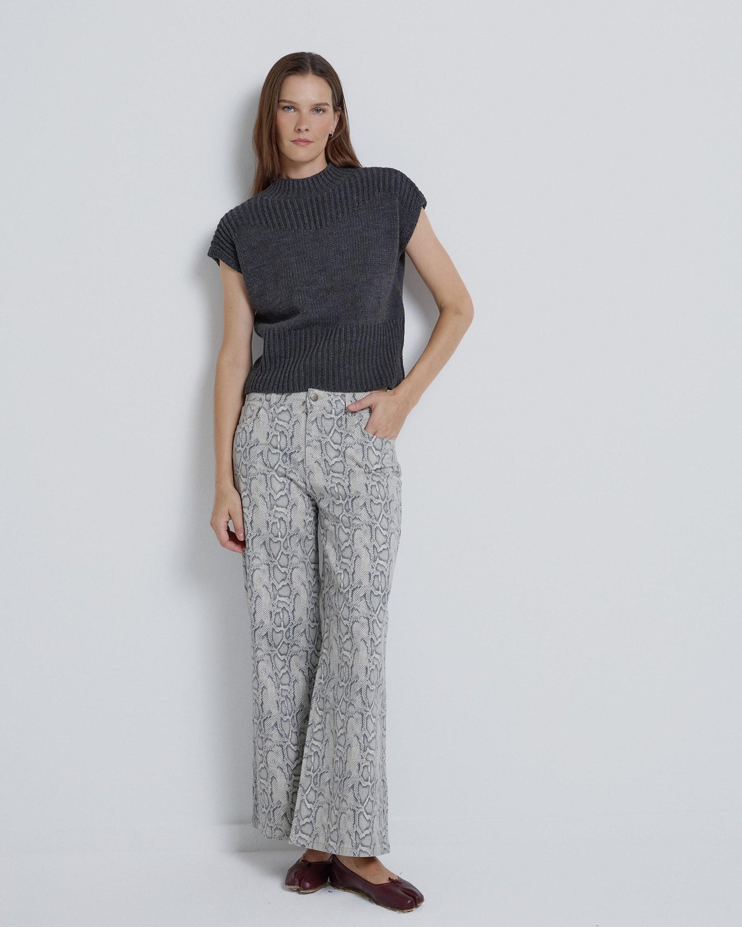 Gray Animal Print Jeans