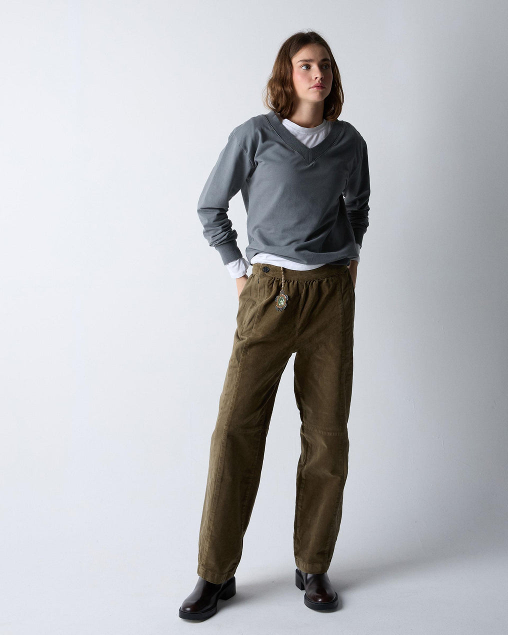 Gray V-Neck Sweatshirt