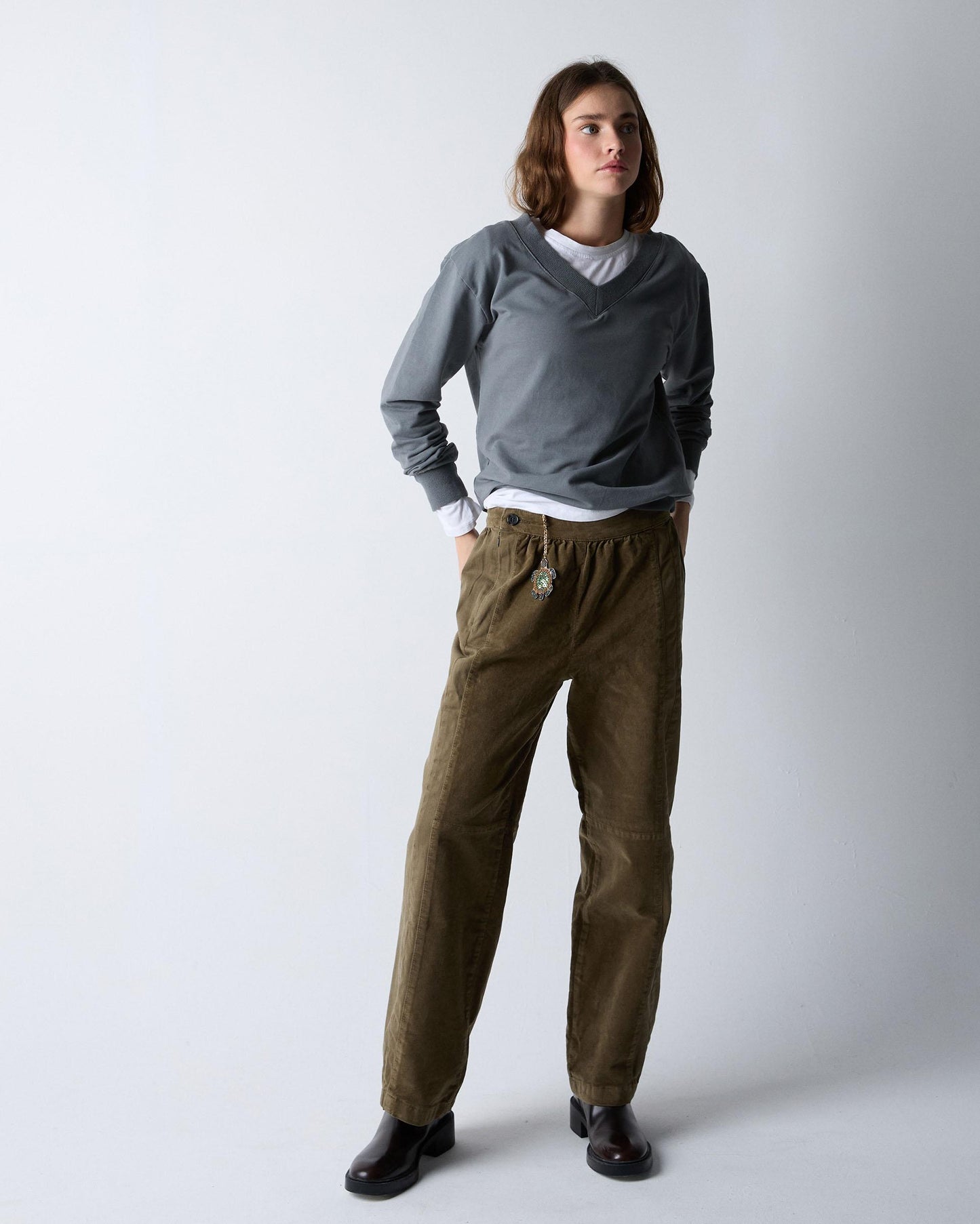 Gray V-Neck Sweatshirt