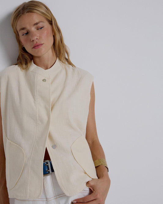 Chaleco Bolsillos Delanteros Crudo