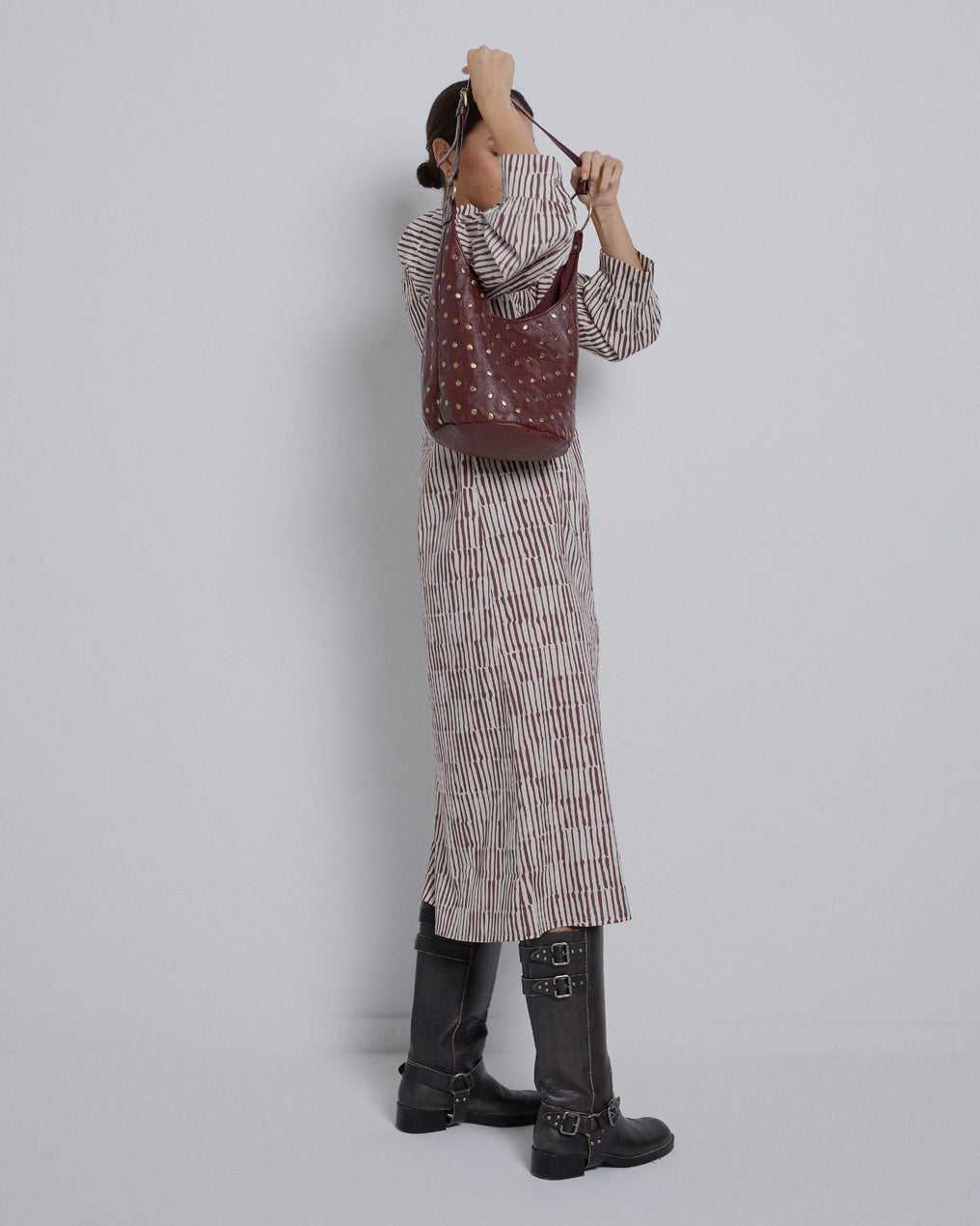 Vestido Fluido Botones Estampado Blanco