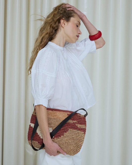 Blusa Manga Francesa Puntillas Jaretas Blanca