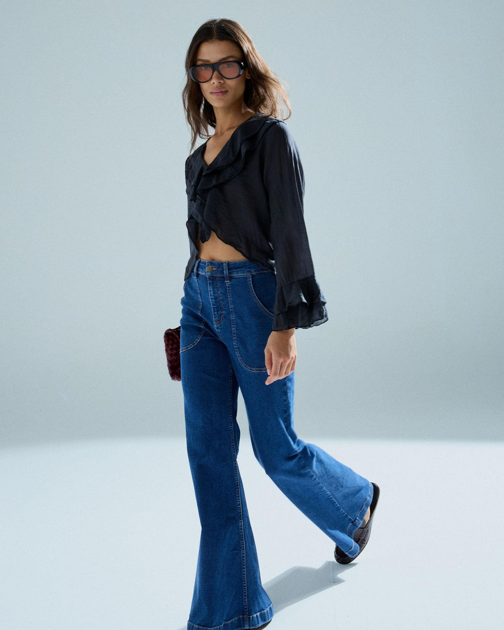 Blusa Tencel Volantes Negro