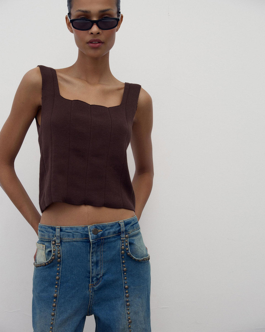 Top Corsetero Punto Marrón